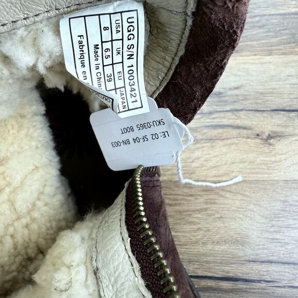 UGG Size 8 Women Neevah Brown Suede Sheepskin Lined Boots Winter 1003421 - Picture 7 of 7